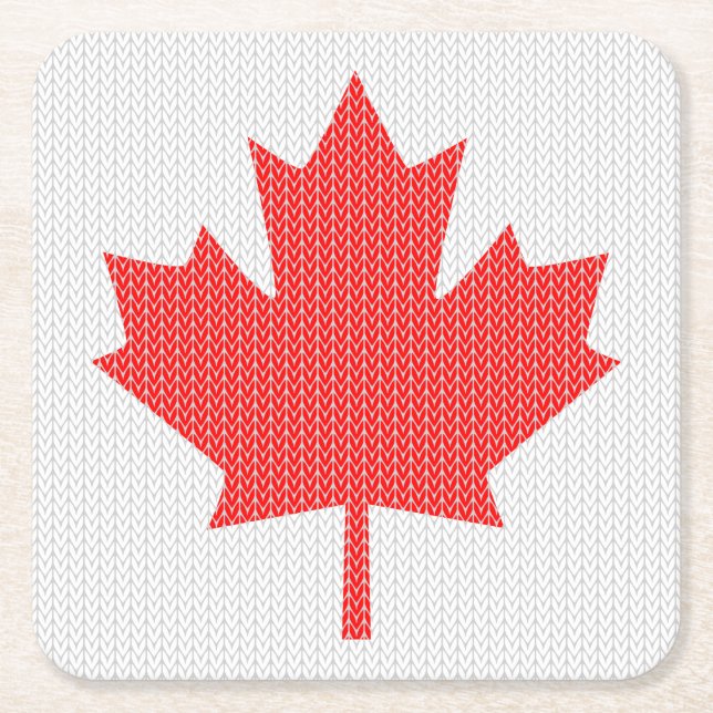 Maple Löv Knitting Motif sticka Underlägg Papper Kvadrat (Framsidan)