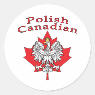 Maple Löv med polska kanadensiska Runt Klistermärke