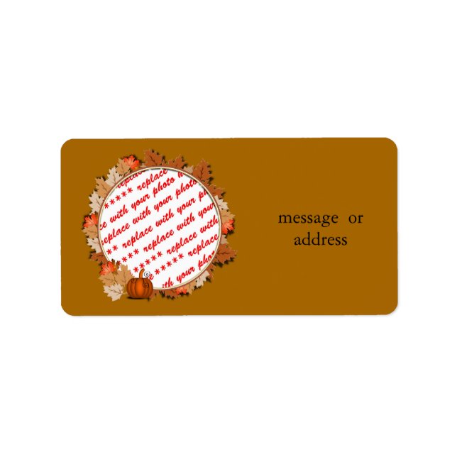 Maple Löv med Pumpkin Ram på Autumn Brown Adressetikett (Framsidan)