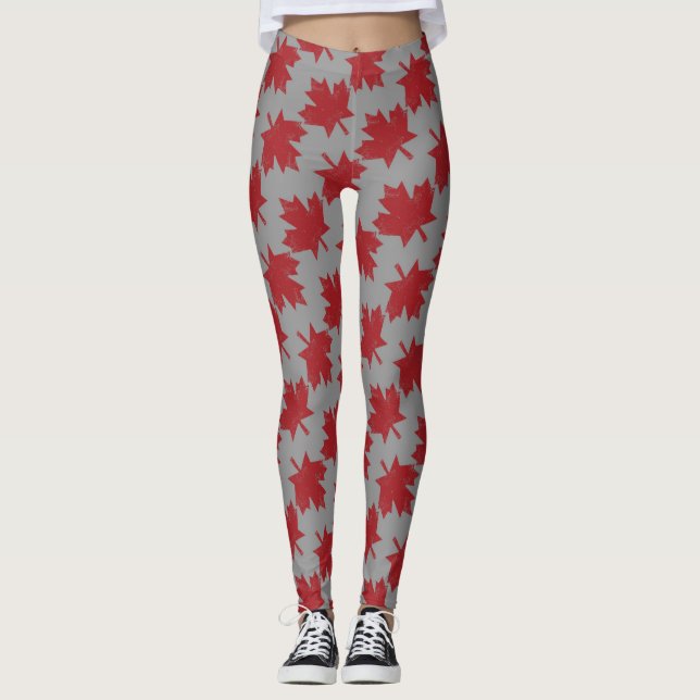 Maple Löv Mönster Leggings (Framsida)