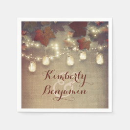 Maple Löv och Mason Burk Fall Wedding Pappersservett