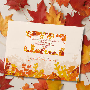 Maple Löv Orange & Terracotta Autumn Bröllop Adressetikett