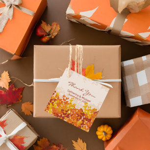 Maple Löv Orange & Terracotta Autumn Bröllop Gåvor Etiketter