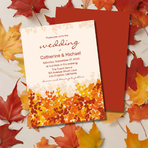 Maple Löv Orange & Terracotta Autumn Bröllop Inbjudningar
