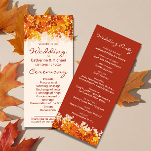 Maple Löv Orange & Terracotta Autumn Bröllop Program