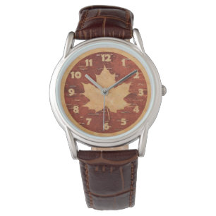 Maple Löv på inre Birch Bark Armbandsur