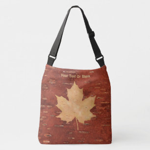 Maple Löv på inre Birch Bark Axelväska