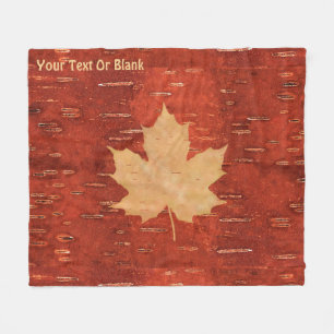 Maple Löv på inre Birch Bark Fleecefilt
