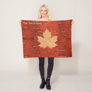 Maple Löv på inre Birch Bark Fleecefilt