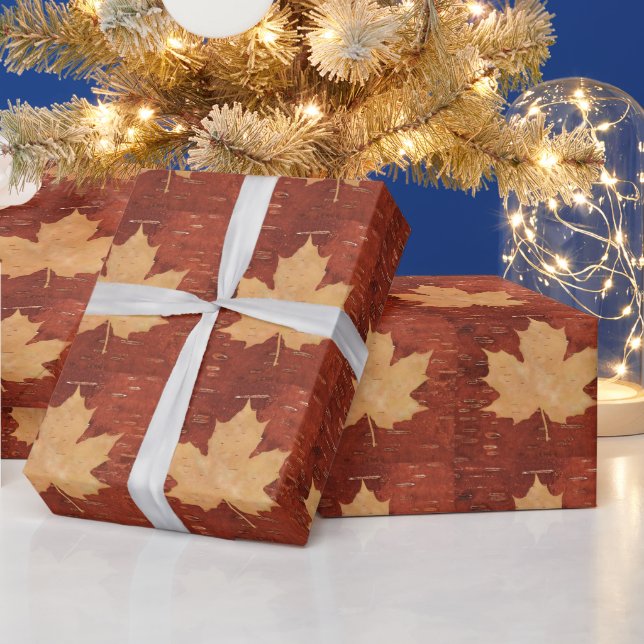 Maple Löv på inre Birch Bark Presentpapper (Helgdagar)