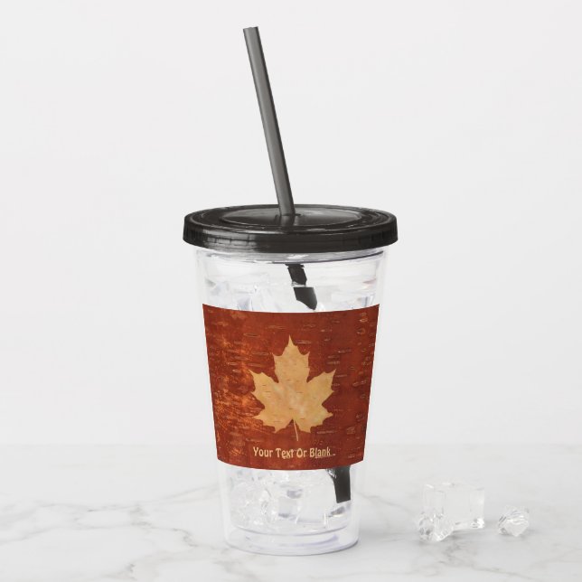 Maple Löv på inre Birch Bark Take Away Mugg (Framsida Ice)