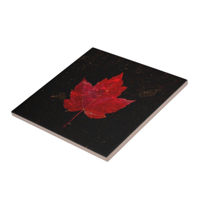 Maple Löv Red Black Guld Land Fall Struktur Kakelplatta (Sidan)