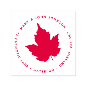 Maple Löv Returadress Canada Circle Round Självfärgande Stämpel