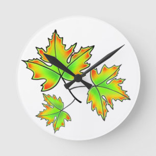 Maple Löv Rund Klocka