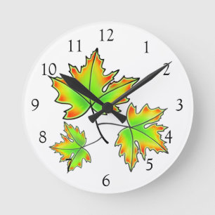 Maple Löv Rund Klocka