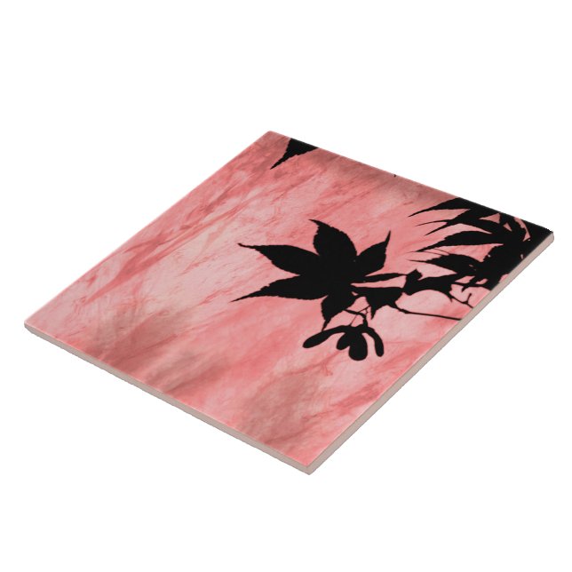 Maple Löv Silhouette Red Marble Tile Kakelplatta (Sidan)