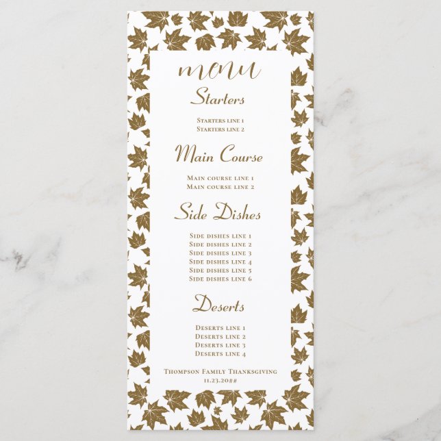 Maple Löv Thankful Thanksgiving Brunch Middag Meny (Framsida)