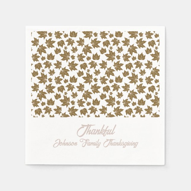 Maple Löv Thankful Thanksgiving Brunch Middag Pappersservett (Framsidan)