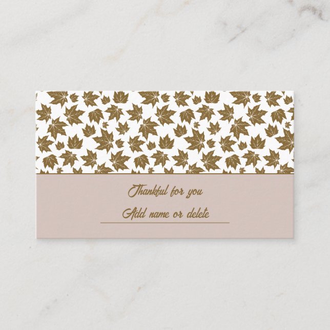 Maple Löv Thankful Thanksgiving Brunch Middag Placeringskort (Framsida)