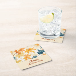 Maple Löv Thankful Thanksgiving Brunch Middag Underlägg Papper Kvadrat