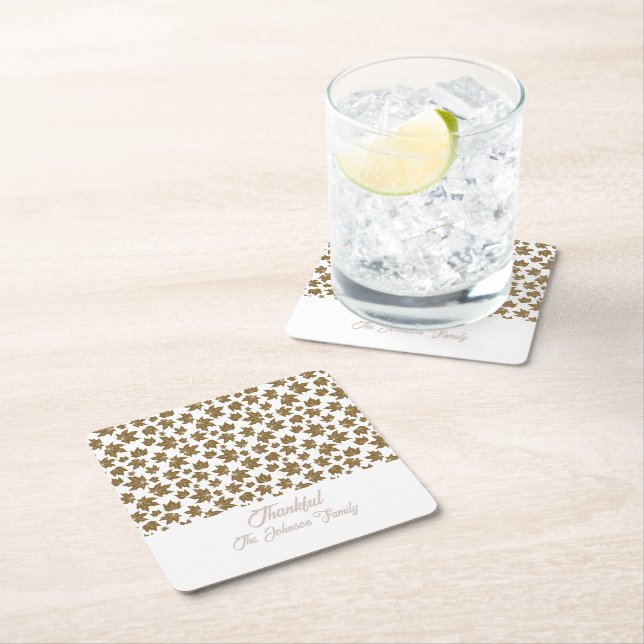 Maple Löv Thankful Thanksgiving Brunch Middag Underlägg Papper Kvadrat (Insitu)
