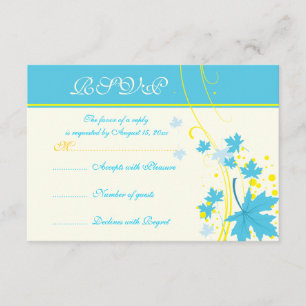 Maple löv turcoise gult bröllop OSA card Kort