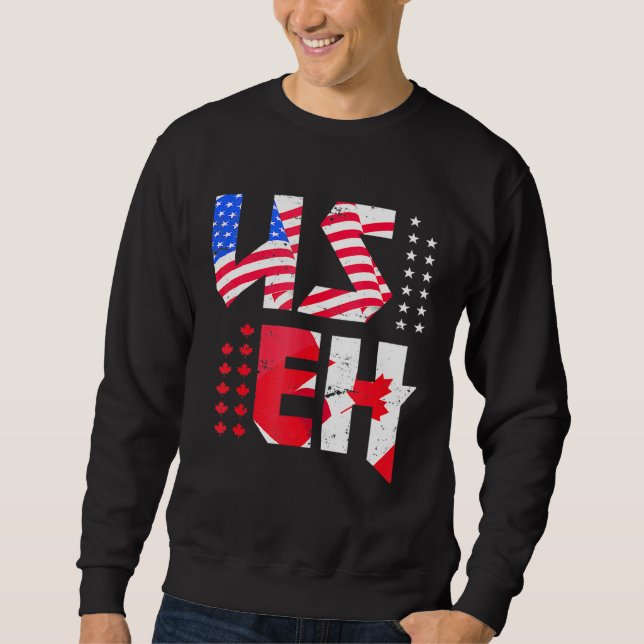 Maple Löv Us Flagga Canadian American Pride Useh C Lång Ärmad Tröja (Framsida)
