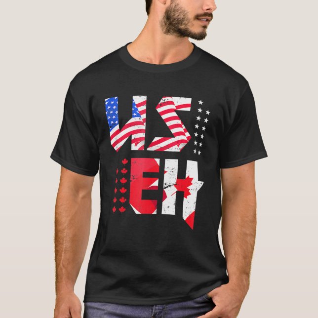 Maple Löv Us Flagga Canadian American Pride Useh C T Shirt (Framsida)