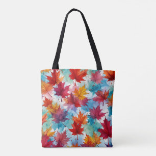 Maple Löv Watercolor Design Bast Tygkasse
