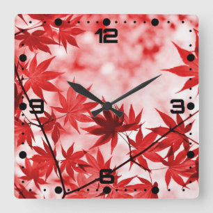 Maple Lövs liggande design-21355 Fyrkantig Klocka