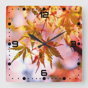 Maple Lövs liggande design-21355 Fyrkantig Klocka