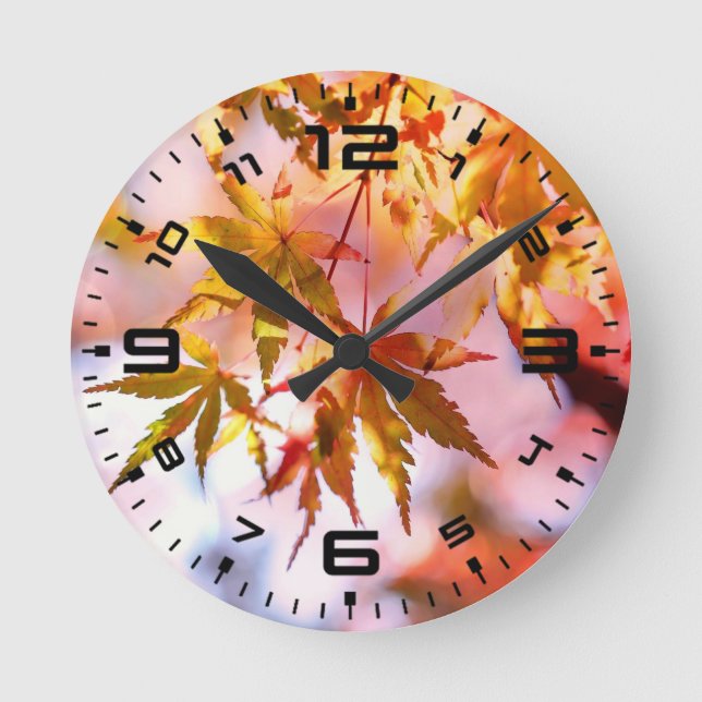 Maple Lövs liggande design-21355 Rund Klocka (Framsida)