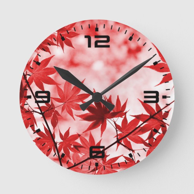 Maple Lövs liggande design-21355 Rund Klocka (Framsida)