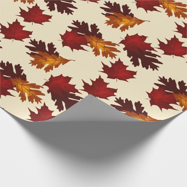 Maple och Oak Foliage Löv Hösten Färg Presentpapper (Hörn)