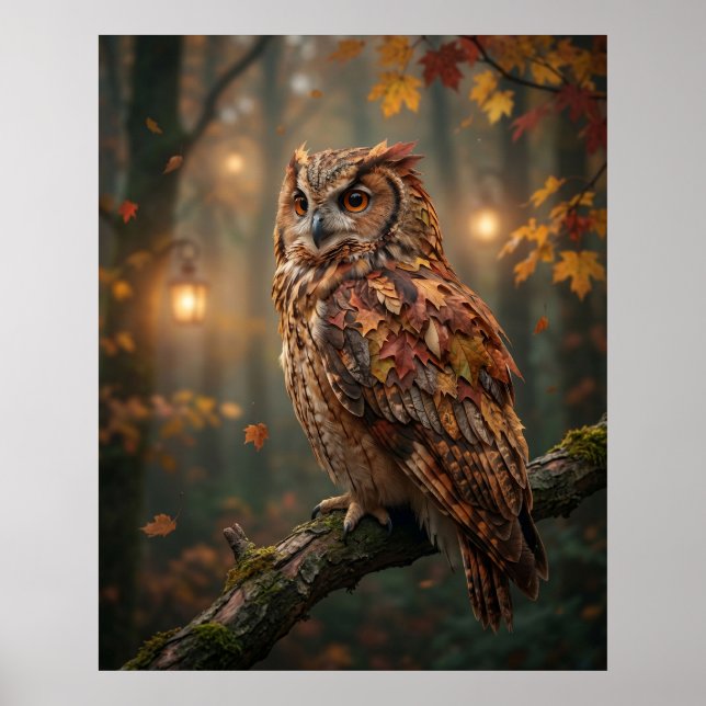 Maple Owl Autumn Glow Poster (Framsidan)