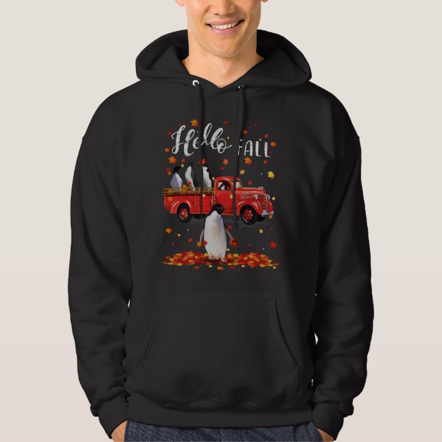 Maple Penguins Löv hösten Red Lastbil Hoodie (Framsida)