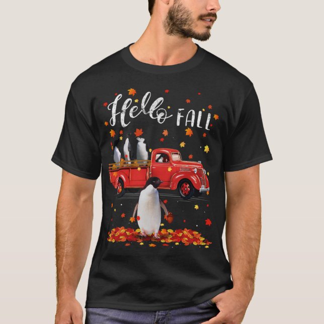 Maple Penguins Löv hösten Red Lastbil T Shirt (Framsida)
