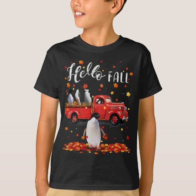 Maple Penguins Löv hösten Red Lastbil T Shirt (Framsida)
