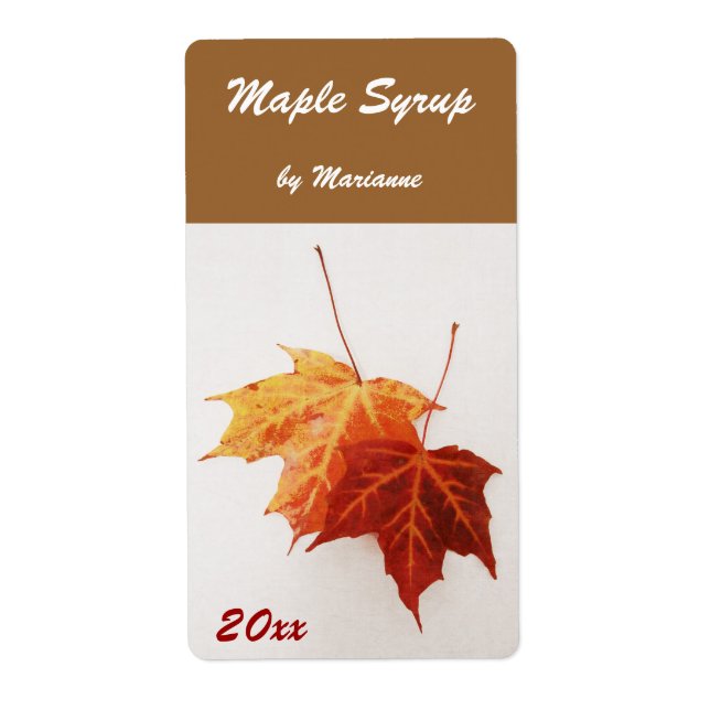 Maple sirap canup label fraktsedel (Framsidan)