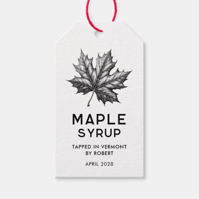 Maple-sirap-homemade-recept med löv presentetikett (Framsidan)