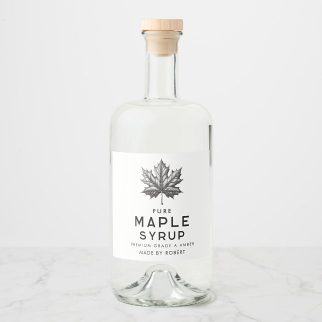 Maple sirap homemade recept spritflaskor etikett (Framsida)
