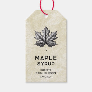 Maple-sirapsetikett med löv presentetikett