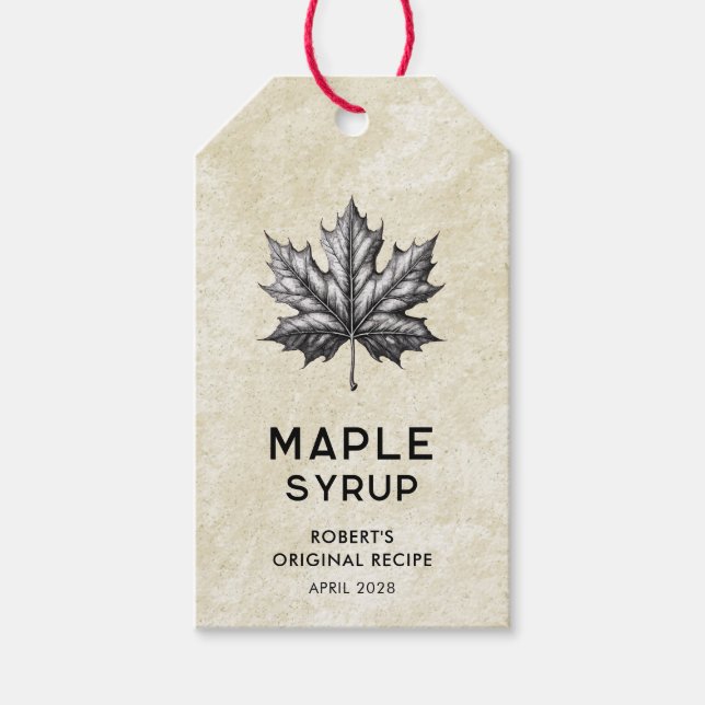 Maple-sirapsetikett med löv presentetikett (Framsidan)