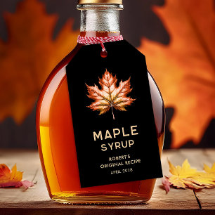 Maple-sirapsetikett med röd lampa löv presentetikett