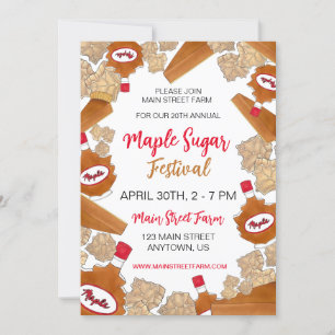 Maple Sugar Festival Syrup Candy Maine Kanada Paj Inbjudningar