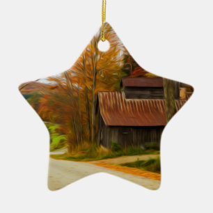 Maple Sugar Shack in Vermont Fall Julgransprydnad Keramik