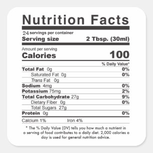 Maple Syrup 2021 Editable Nutrition Facts Label Fyrkantigt Klistermärke