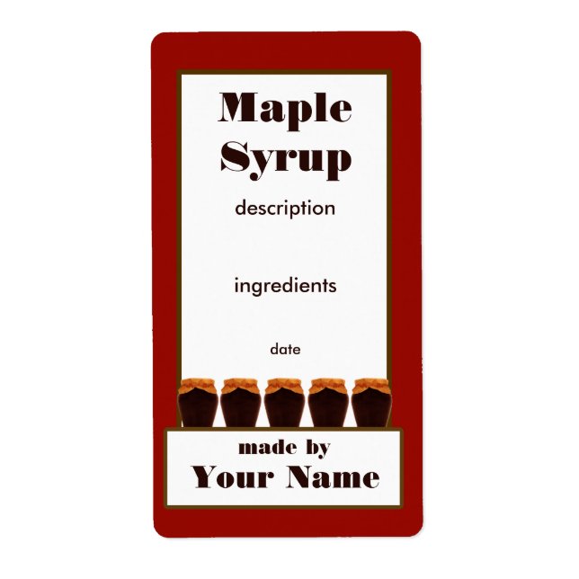 Maple Syrup Burk-etikett 2 Fraktsedel (Framsidan)