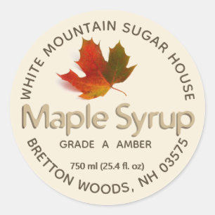 Maple Syrup Colorful Maple Löv Anpassningsbar-etik Runt Klistermärke