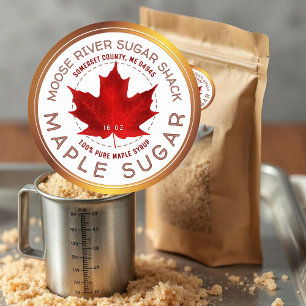 Maple Syrup Copper Gräns Red Sugar Maple Löv Runt Klistermärke